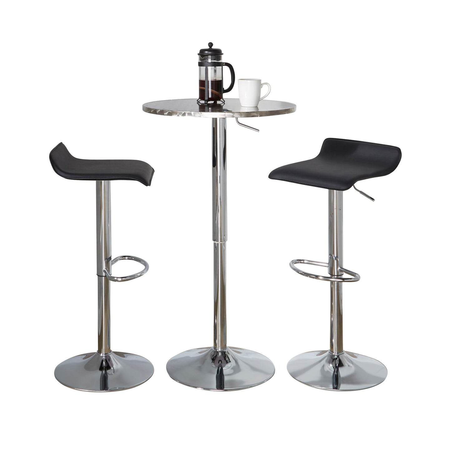 Ale - 3 Piece Bar Set Bistro Round Contemporary Adjustable Oval Footrest