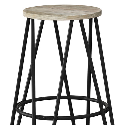 Simeon - Multifunctional Metal Stool With Wood Seat