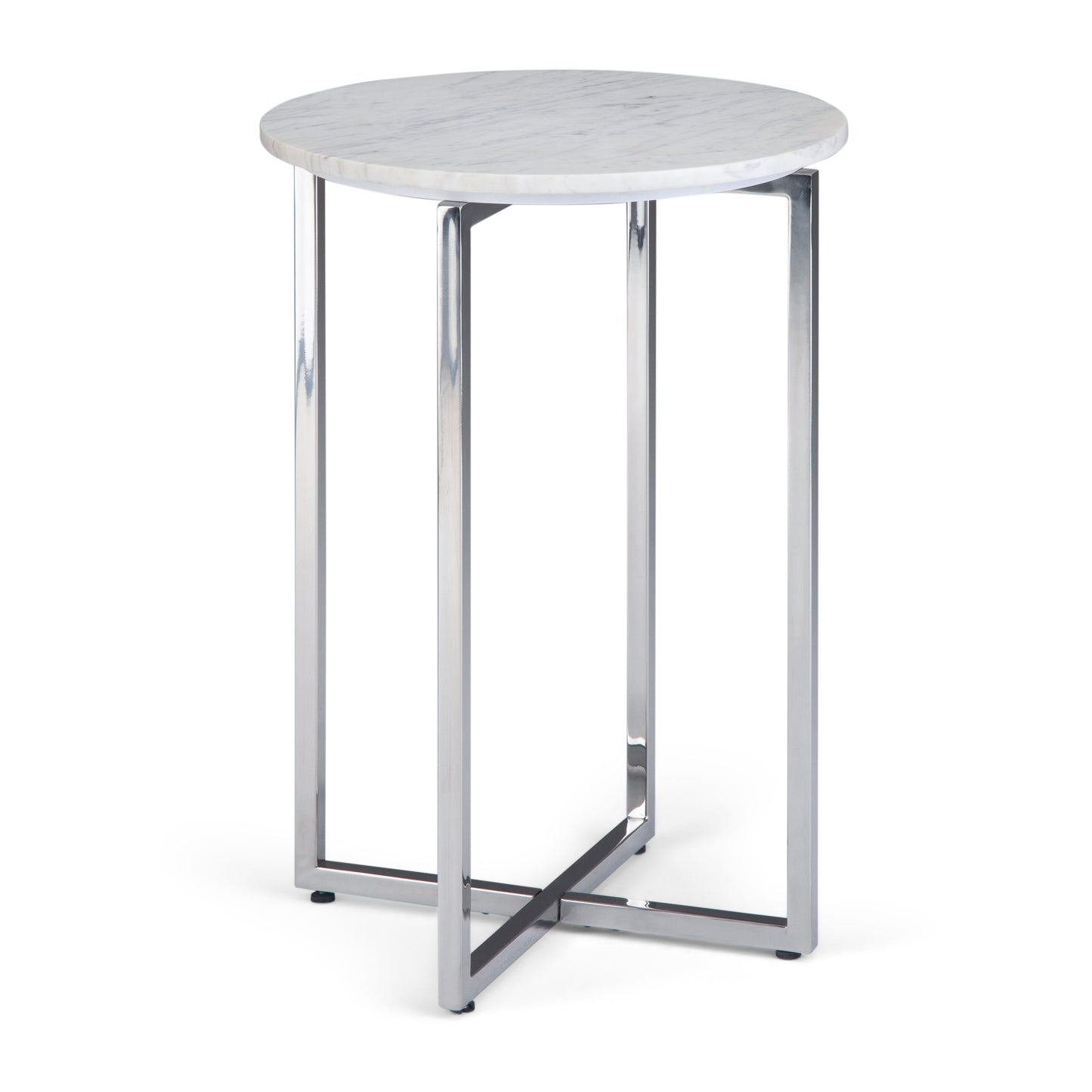 Marsden - Side Table With Polished Stainless Steel Base - White / Silver