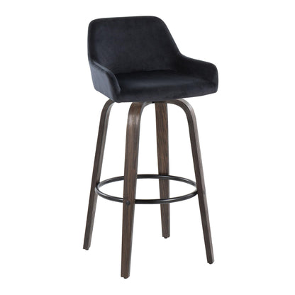 Daniella - Contemporary Fixed Height, Barstool With Swivel With Round Footrest (Set of 2)