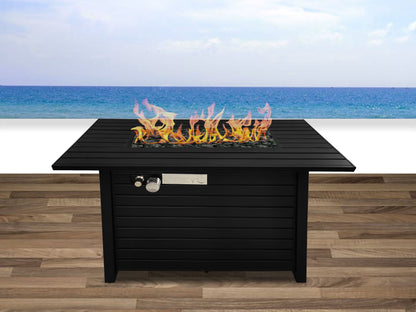 Outdoor Fire Pit Table With Lid Fuel Versatility- Black