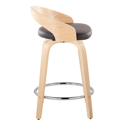 Grotto - Contemporary Fixed Height Counter Stool & Swivel, Round Footrest (Set of 2)