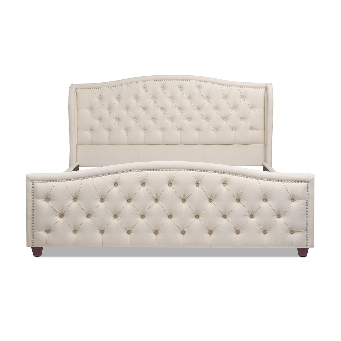 Fontana - Handcrafted Wingback Upholstered Platform Bed Frame