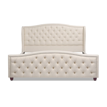 Fontana - Handcrafted Wingback Upholstered Platform Bed Frame