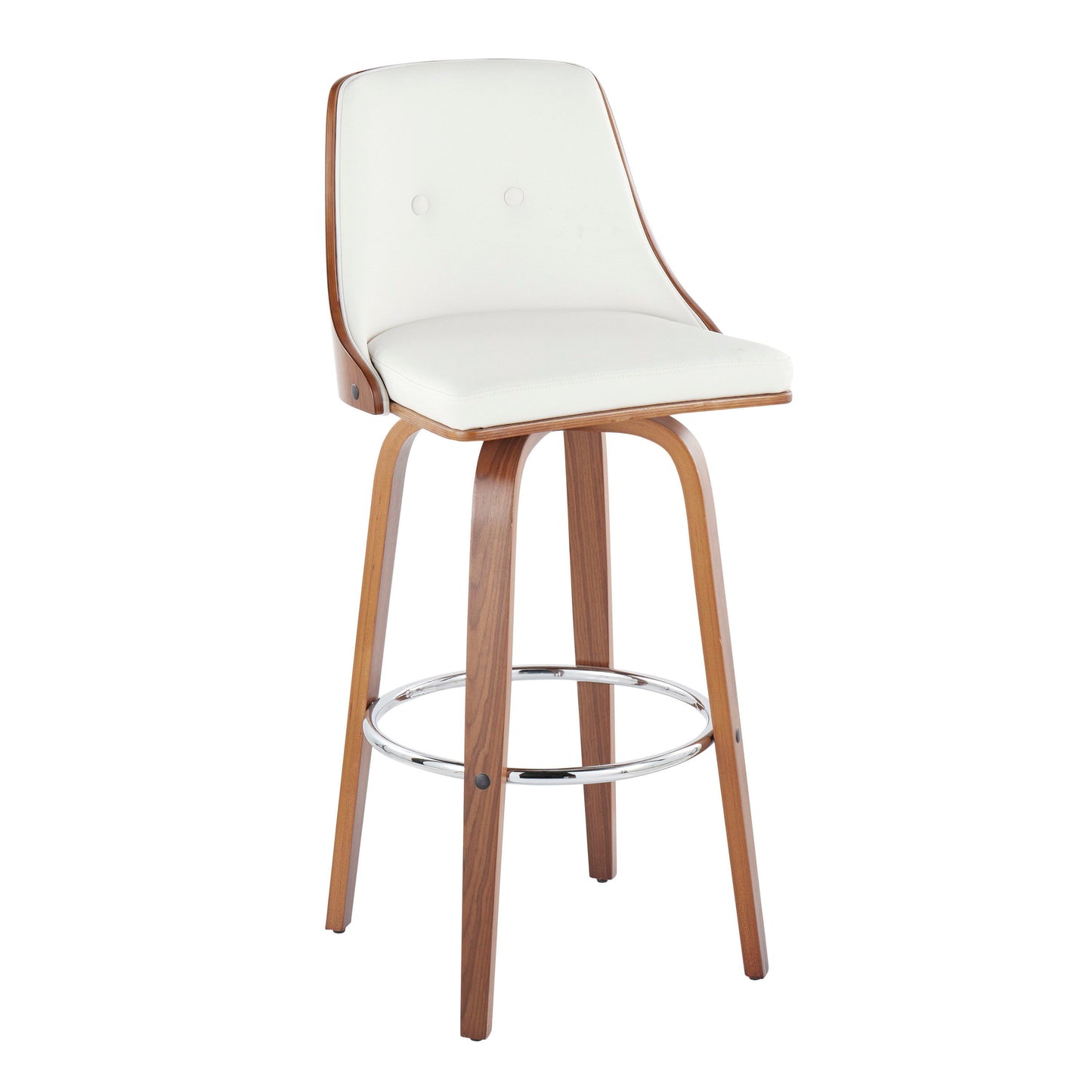 Gianna - Mid Century Modern Fixed Height Barstool With Swivel With Round Footrest (Set of 2)