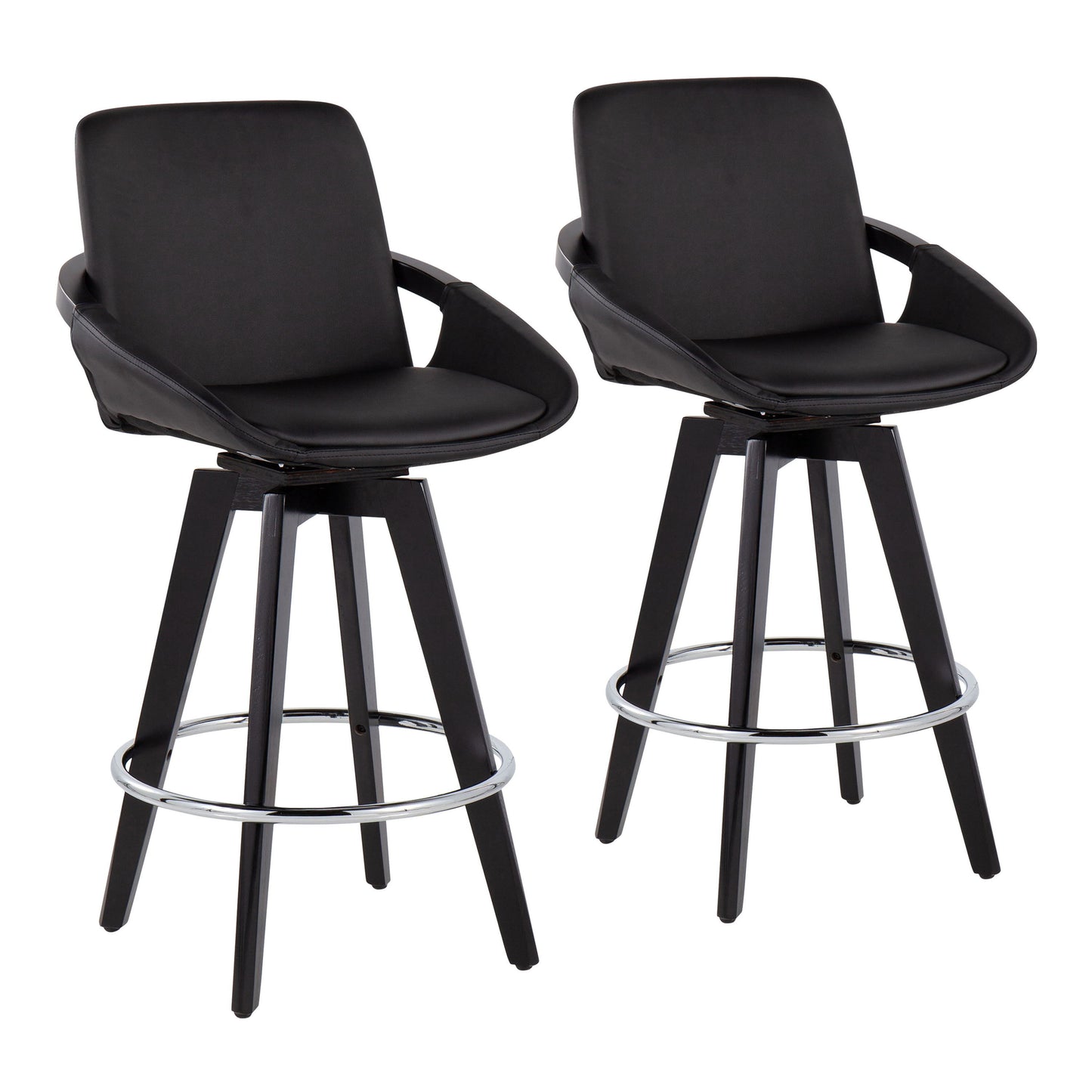 Cosmo - Contemporary Fixed Height Counter Stool With Swivel And Round Footrest (Set of 2)