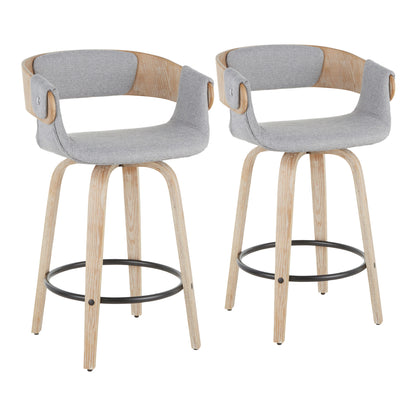 Elisa - Farmhouse Counter Stool (Set of 2) - White Washed / Gray