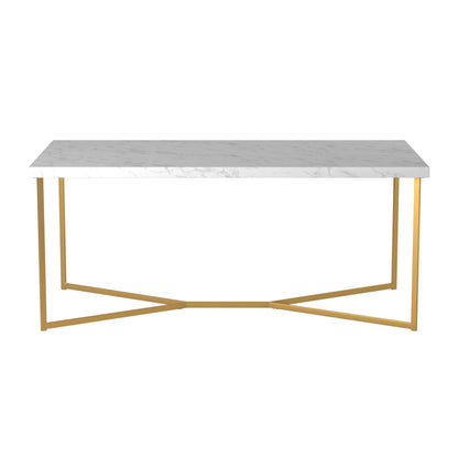 Modern Glam Metal And Faux Marble Coffee Table