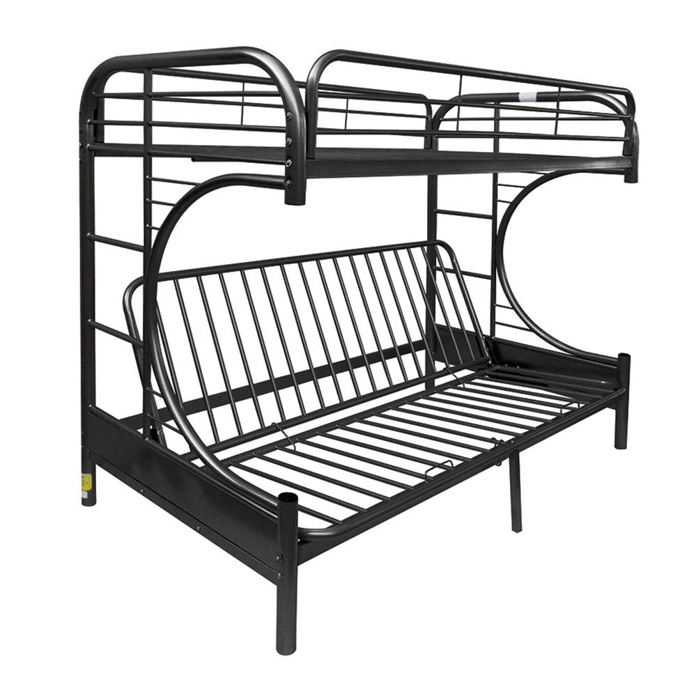 Eclipse - Twin Long Queen Futon Bunk Bed - Black