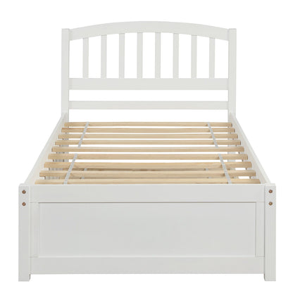 Twin Size Platform Bed Wood Bed Frame With Trundle