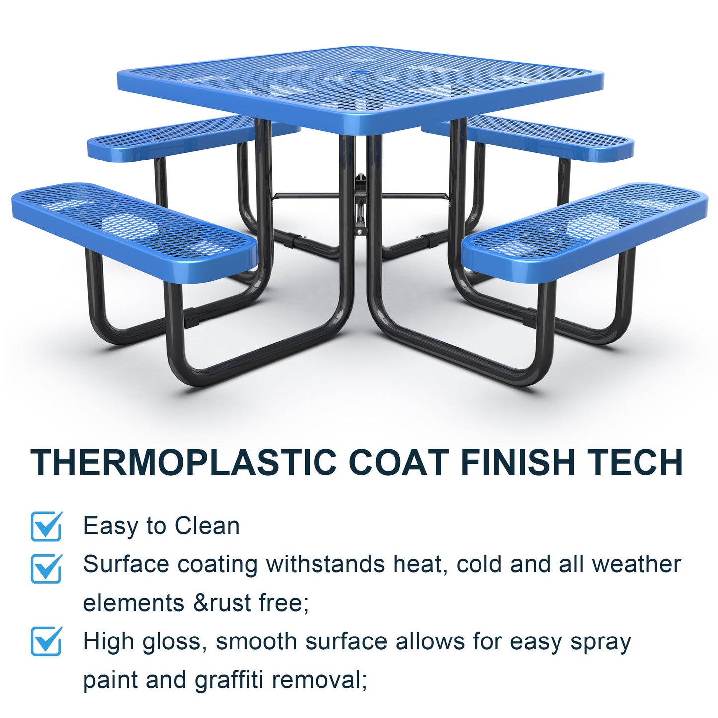 Square Outdoor Picnic Table With Umbrella Pole