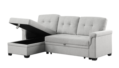 Hunter - Linen Reversible Sleeper Sectional Sofa With Storage Chaise