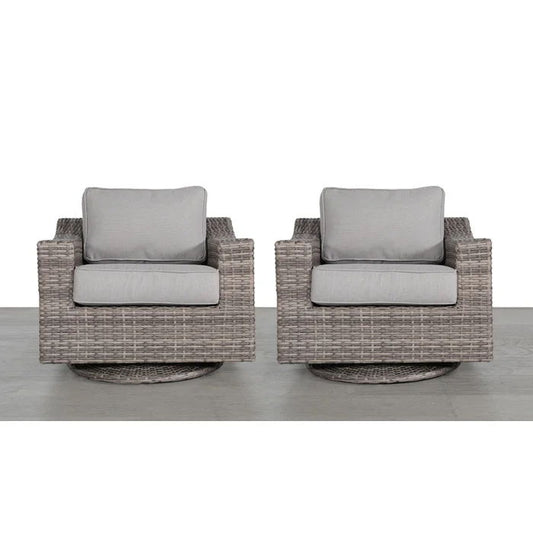 Elegant Swivel Patio Chair With Luxurious Cushions Perfect For Outdoor Relaxation (Set of 2) - Gray Mix