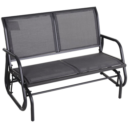 Outsunny - 2 Person Outdoor Glider Bench, Patio Double Swing Rocking Chair Loveseat With Powder Coated Steel Frame For Backyard Garden Porch - Gray