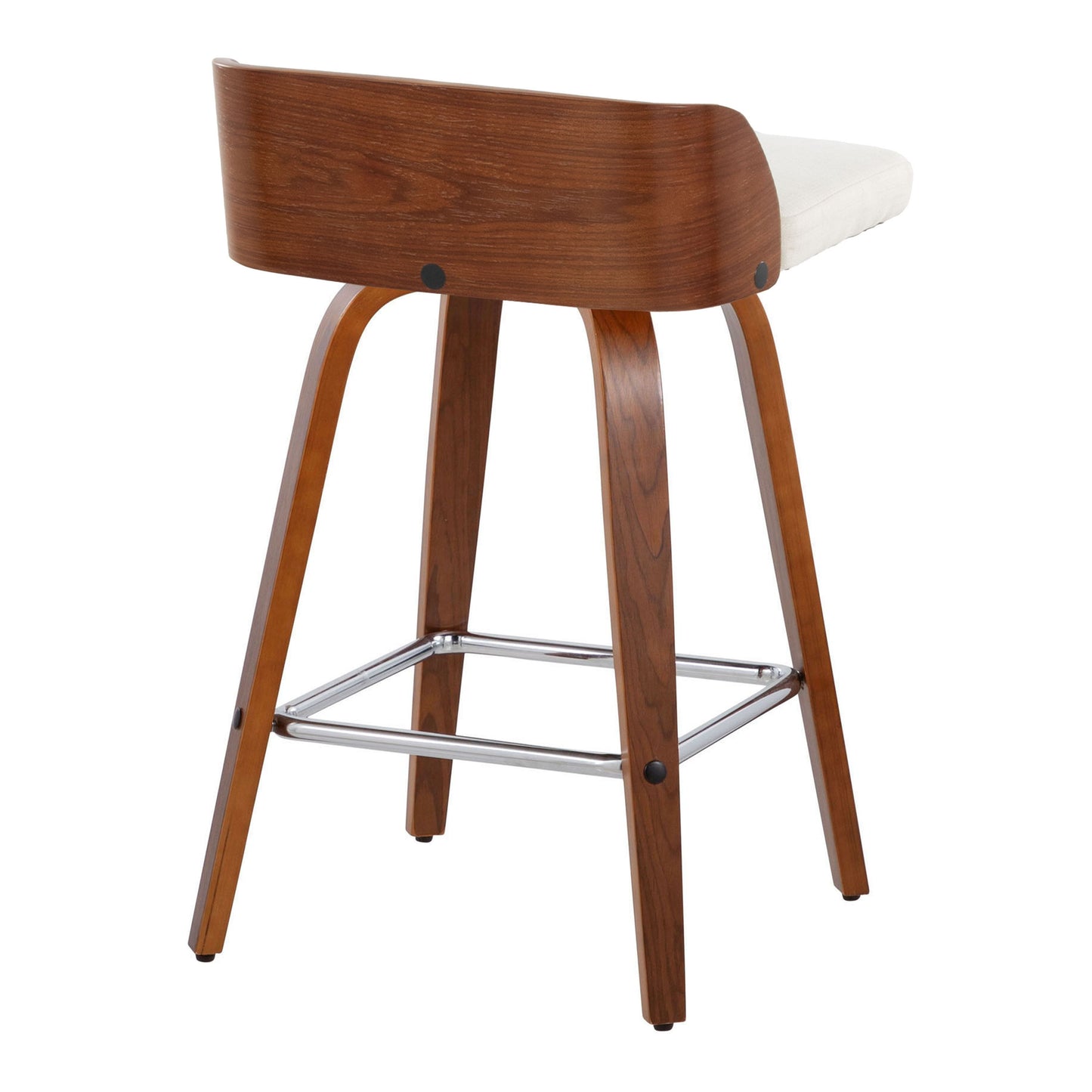 Maya - Mid Century Modern Fixed Height Counter Stool & Swivel With Square Footrest (Set of 2)