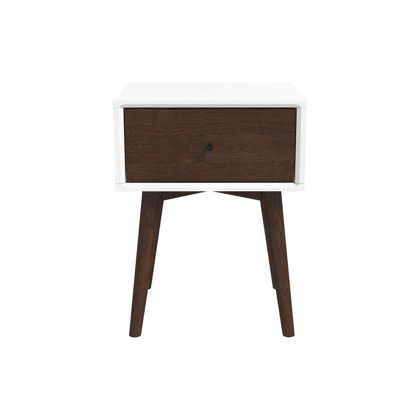 Avery - Night Stand 1 Drawer - Dark Brown / White