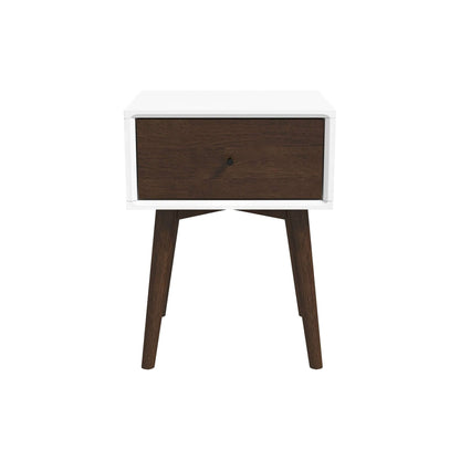 Avery - Night Stand 1 Drawer - Dark Brown / White