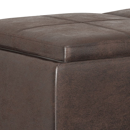 Avalon - Storage Ottoman - Distressed Brown