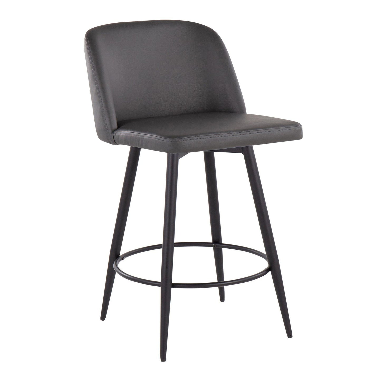 Toriano - Contemporary Fixed-Height, Counter Stool With Swivel With Round Footrest (Set of 2)