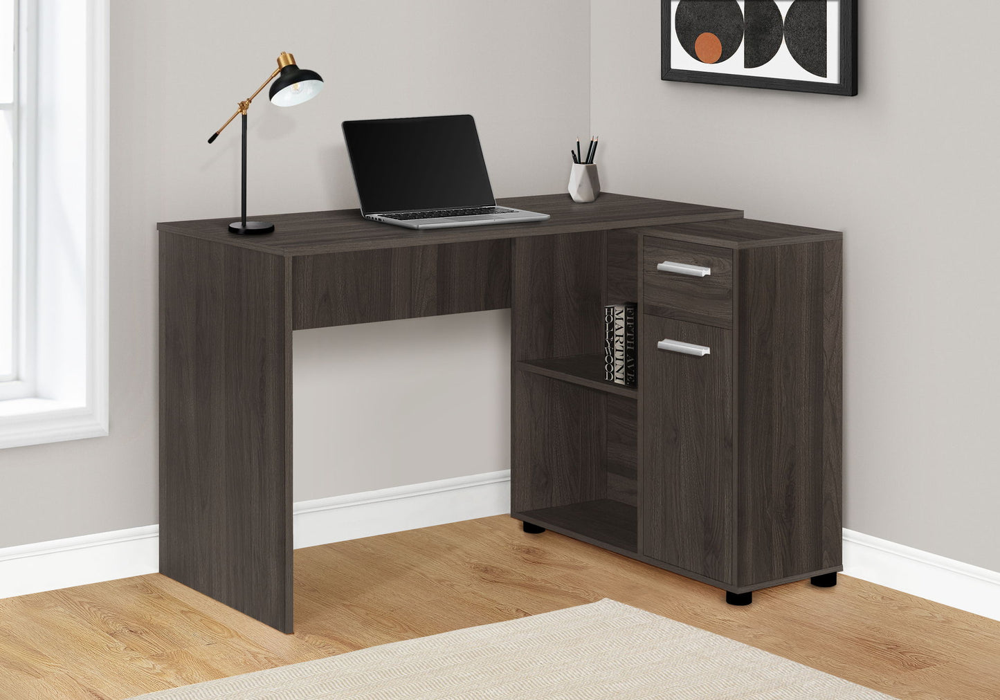 Computer Desk, Home Office, Corner, Storage Drawers, L Shape, Contemporary & Modern