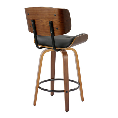 Lombardi - Mid-Century Modern Fixed Height Counter Stool With Swivel With Round Footrest (Set of 2)