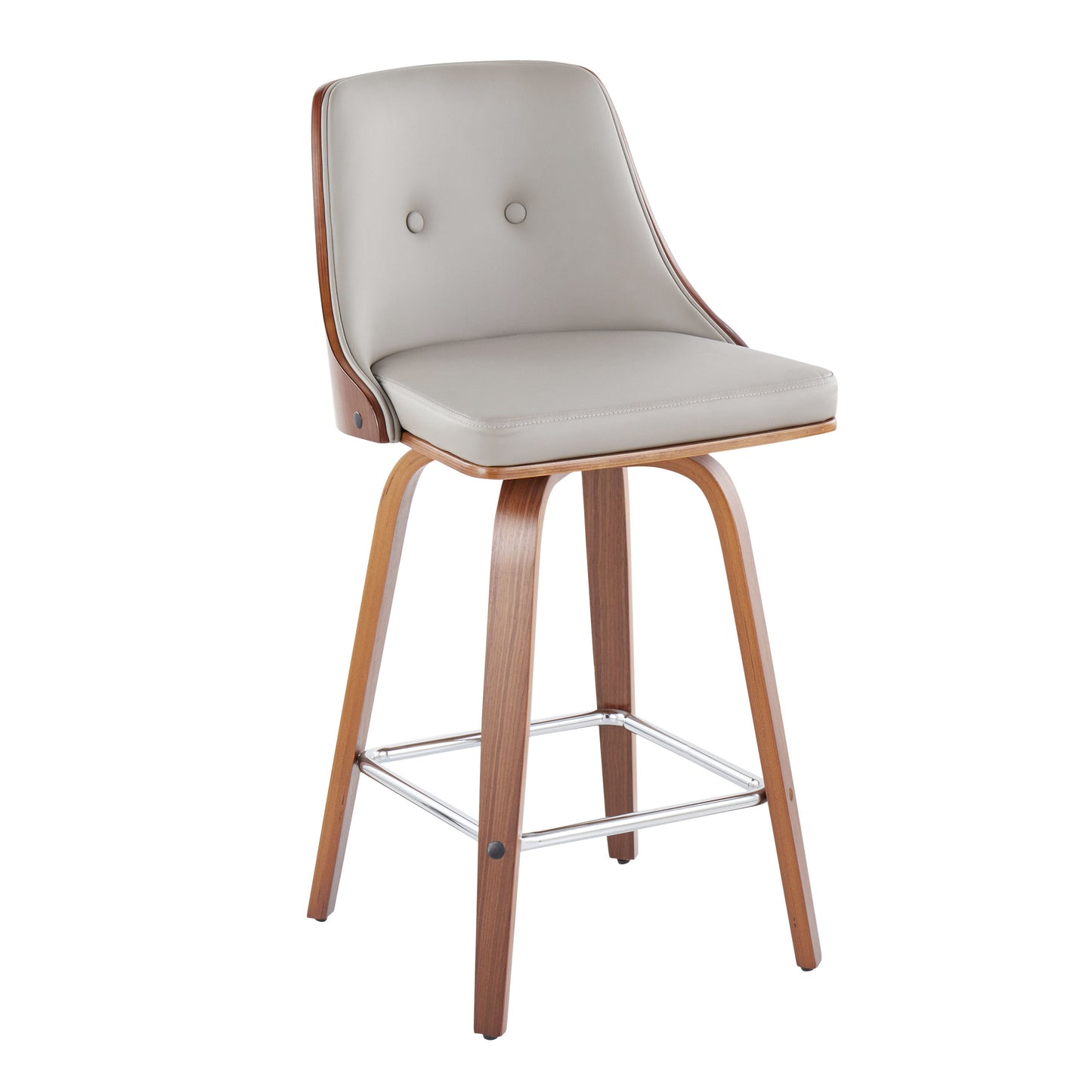 Gianna - Mid Century Modern Fixed Height Counter Stool With Swivel With Square Footrest (Set of 2)