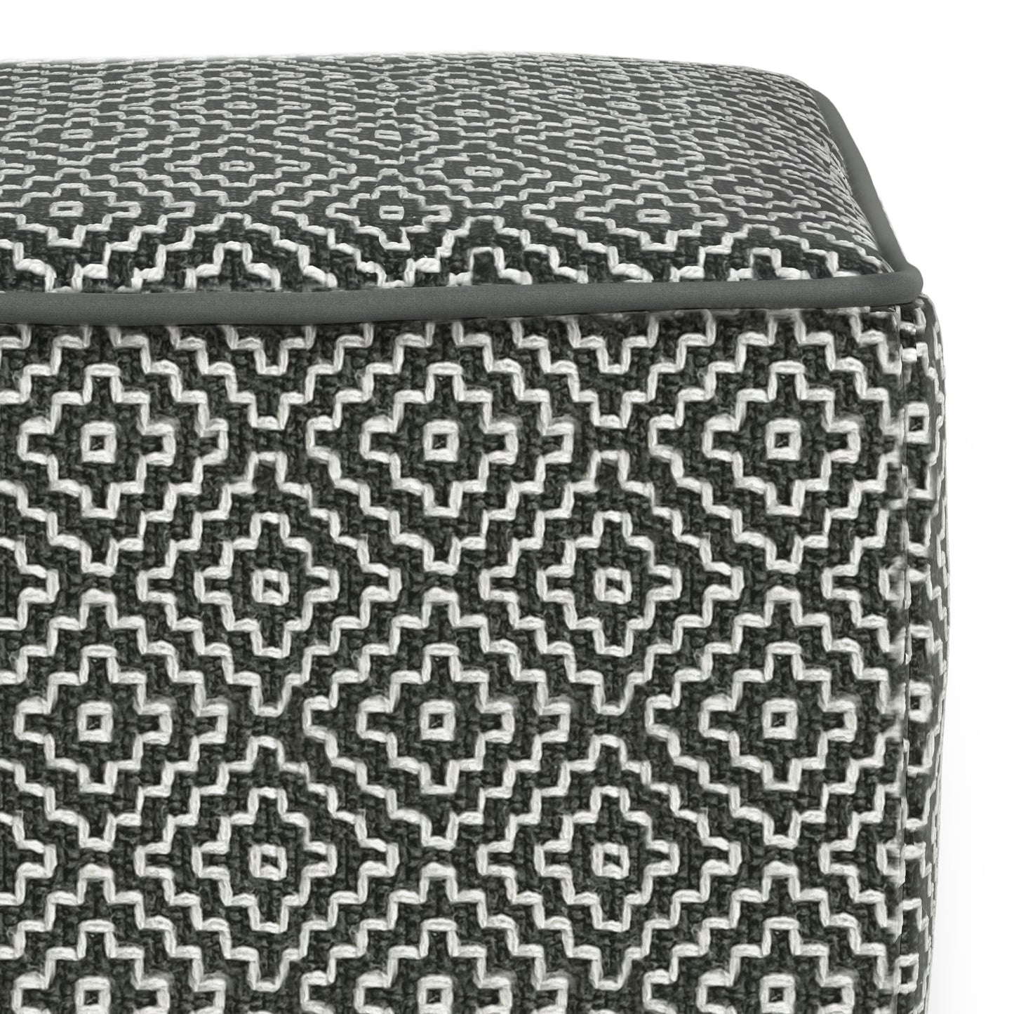 Briella - Square Woven Outdoor / Indoor Pouf - Gray / White