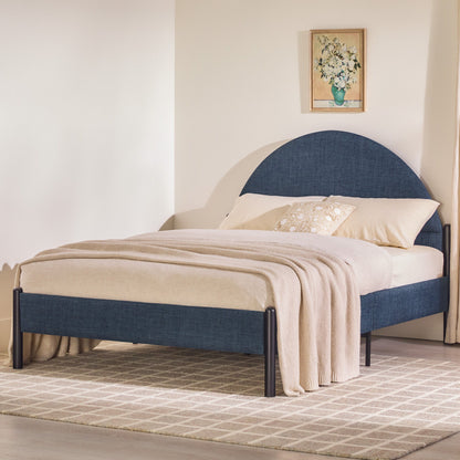 Bed Modern Upholstered Curved Headboard