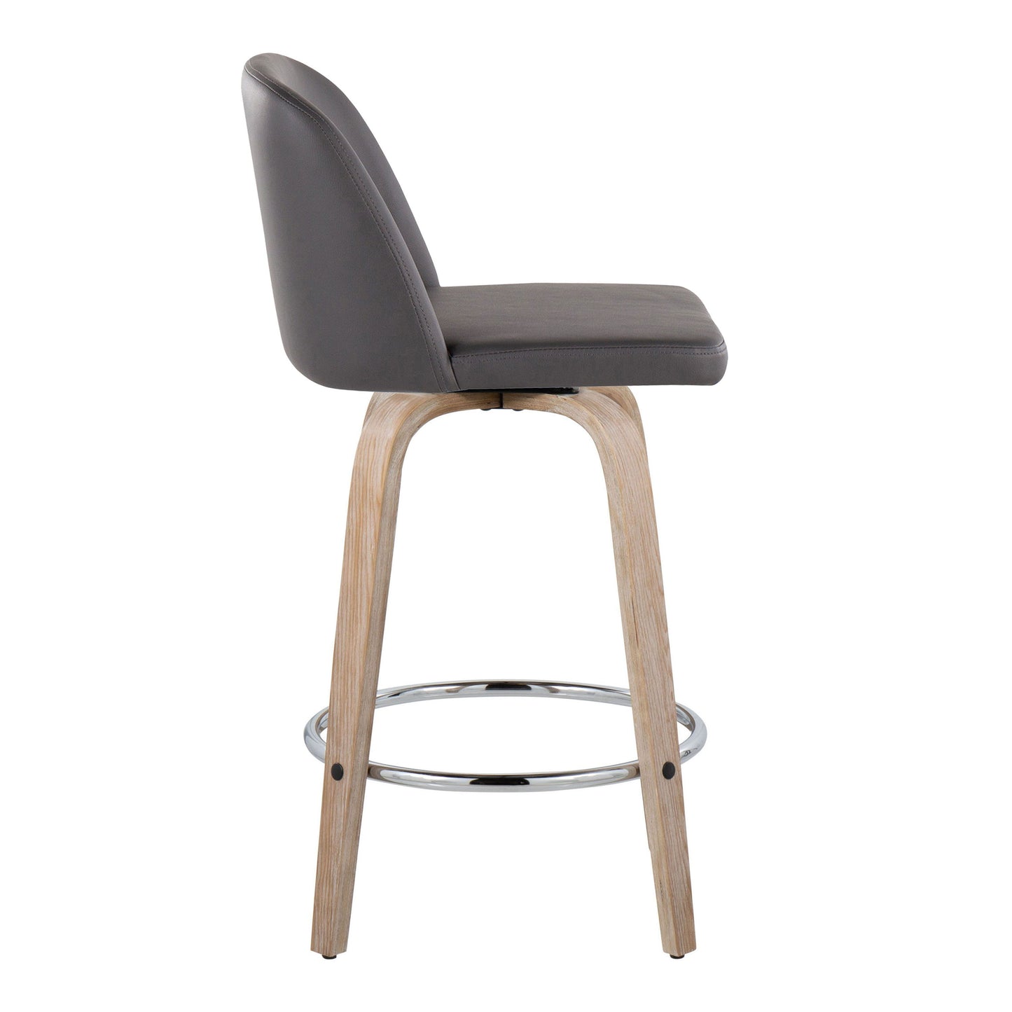 Toriano - Modern Design Fixed Height Counter Stool With Swivel With Round Footrest (Set of 2)