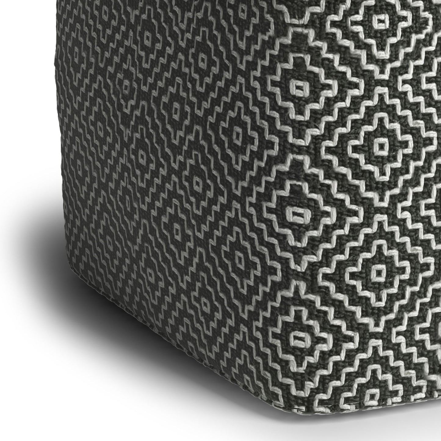 Briella - Square Woven Outdoor / Indoor Pouf - Gray / White