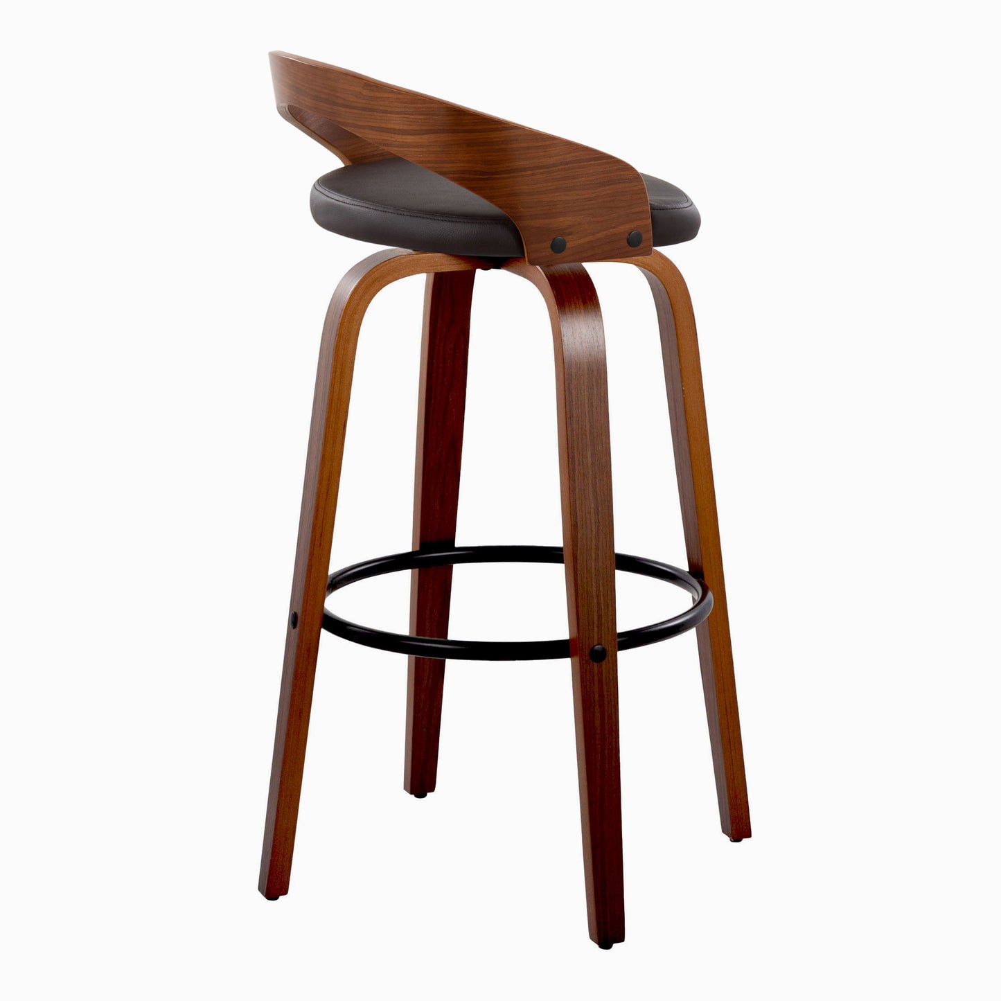 Grotto - Mid Century Modern Fixed Height Barstool & Swivel With Round Footrest (Set of 2)