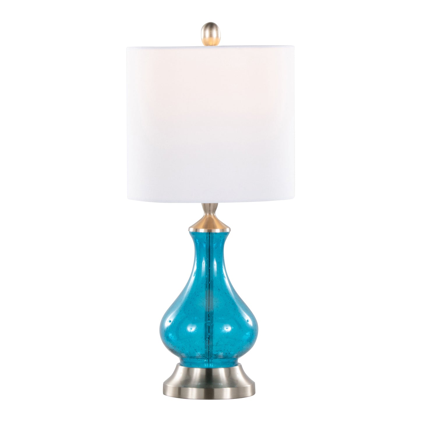 Jasmine - Contemporary Lamp - Clear Sapphire Blue Seeded / Nickel / White