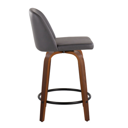 Toriano - Mid Century Modern, Fixed Height Counter Stool & Swivel And Round Footrest (Set of 2)