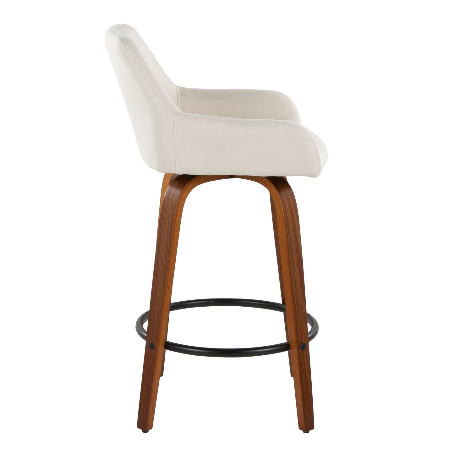 Daniella - Contemporary Fixed Height Counter Stool With Swivel With Round Footrest (Set of 2)