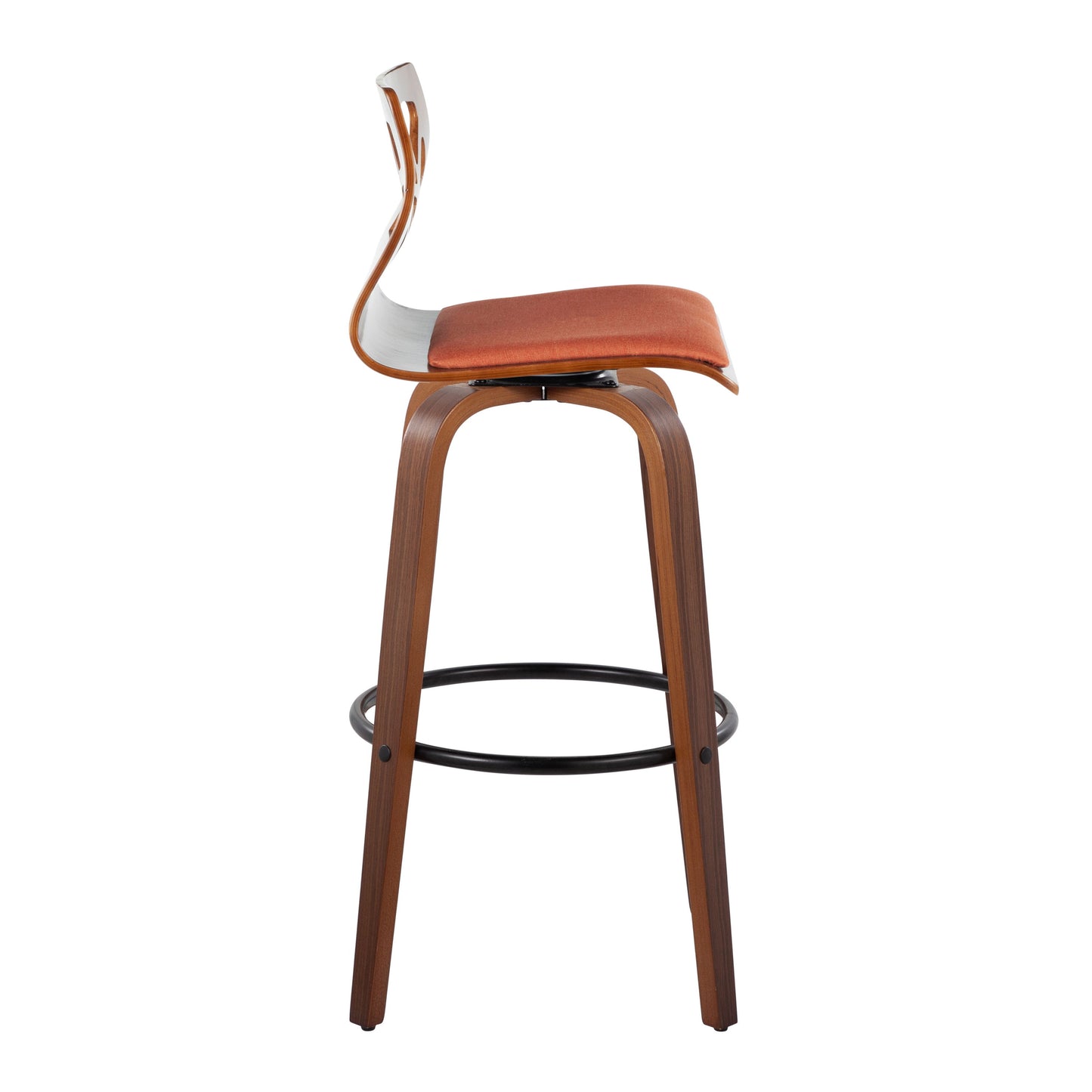 Folia - Mid Century Modern Fixed Height Barstool With Swivel With Round Footrest (Set of 2)