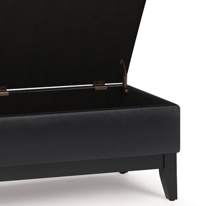 Oregon - Storage Ottoman Bench With Tray - Distressed Black