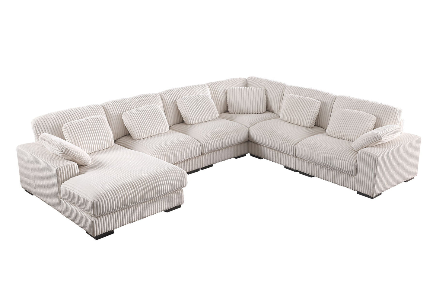 Nadine - Corduroy Modular Corner Sectional Sofa With Left Facing Chaise