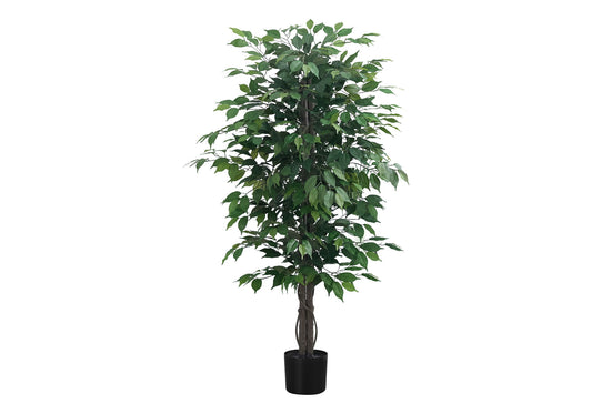 58" Tall, Artificial Plant, Ficus Tree, Indoor, Faux, Fake, Floor, Greenery, Potted, Decorative - Green / Black