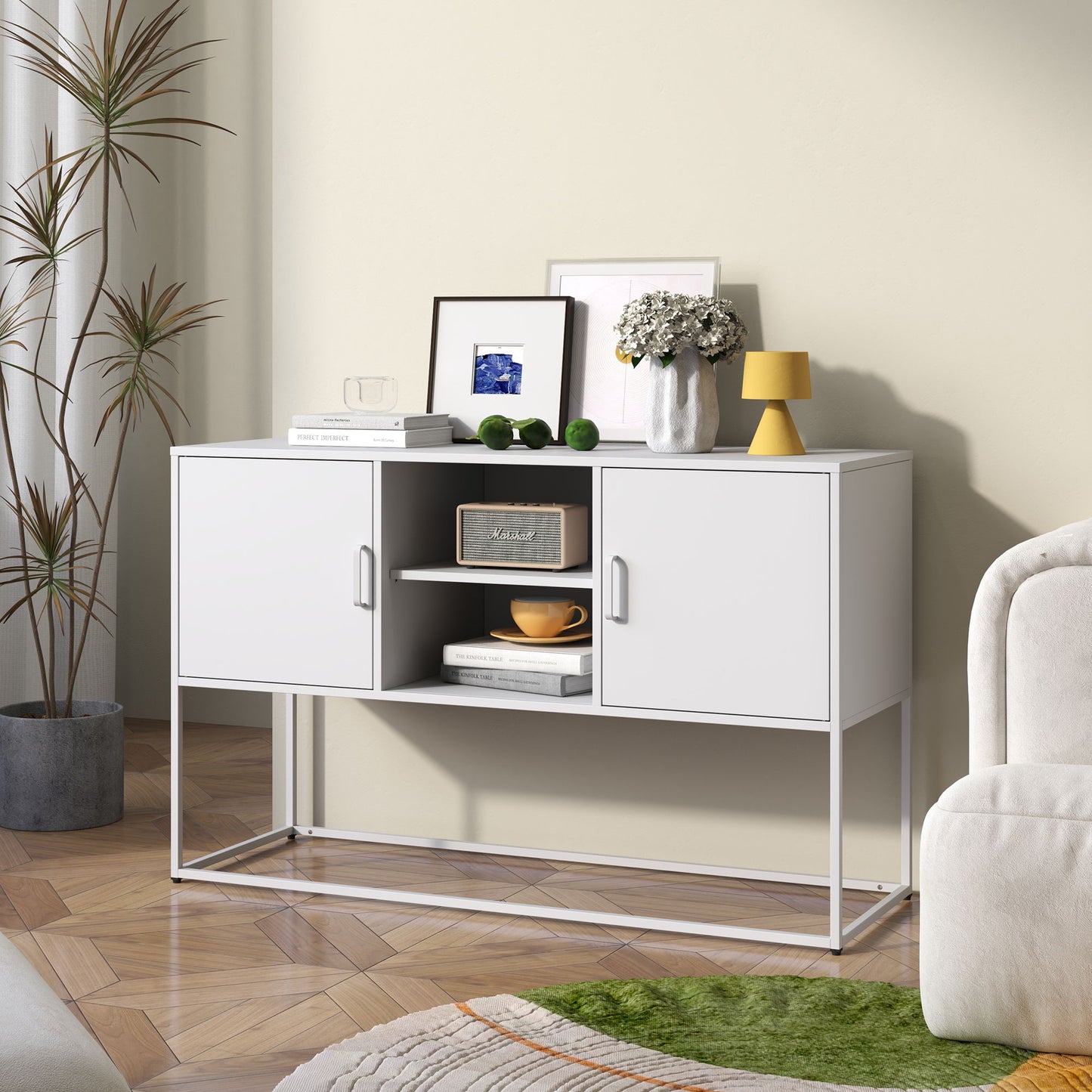 Modern Sideboard Buffet With Plenty Of Storage Space, Anti-Tilt Mechanism, Elegant Handles, Silent Magnetic Closure And Eco-Friendly Finish For Kitchen, Dining Room And Living Room