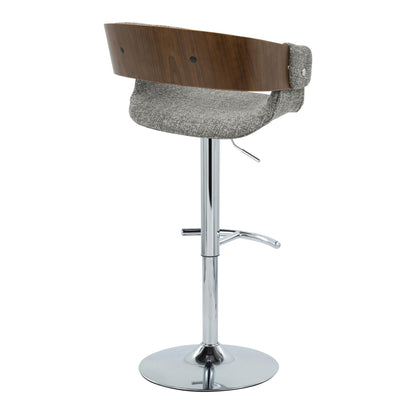 Elisa - Mid Century Modern Adjustable Barstool With Swivel With Rounded T Footrest (Set of 2)