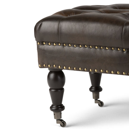 Henley - Tufted Ottoman Bench - Distressed Brown