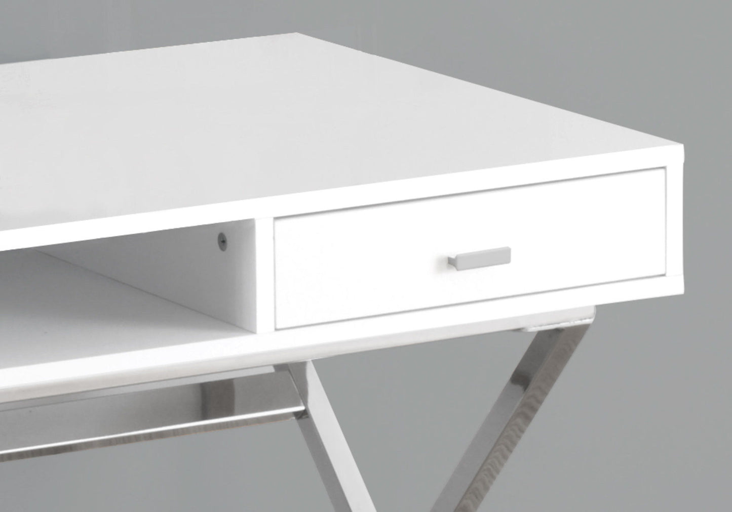 Computer Desk For Home Office, Laptop, Storage Drawers, Glossy Contemporary & Modern