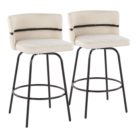 Cinch - Contemporary Fixed Height Counter Stool With Swivel And Round Footrest (Set of 2)