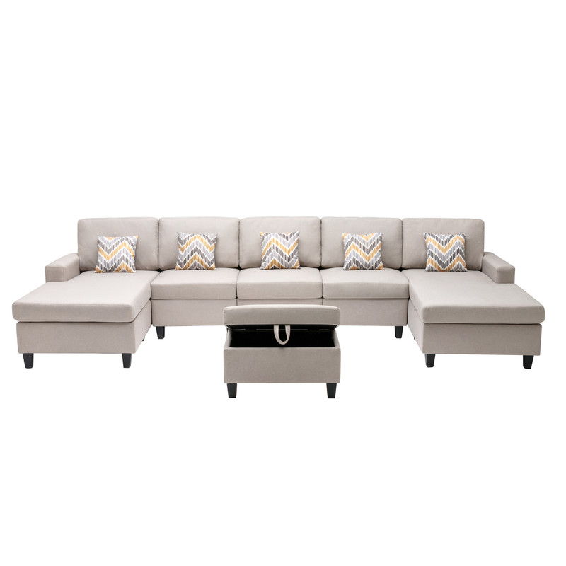 Nolan - Fabric 6 Piece Sectional Sofa With Pillows And Interchangeable Legs