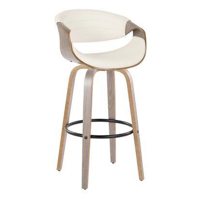 Symphony - Mid-Century Modern Fixed Height Barstool With Swivel With Round Footrest (Set of 2)