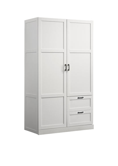 Aubree - Wardrobe Cabinet Armoire With 2 Drawers And Hanging Rod - White