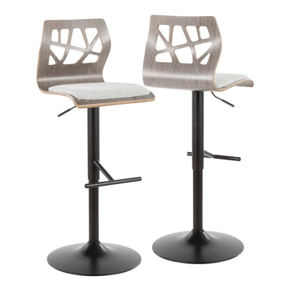 Folia - Mid Century Modern Adjustable Barstool With Swivel & Rounded T Footrest (Set of 2)