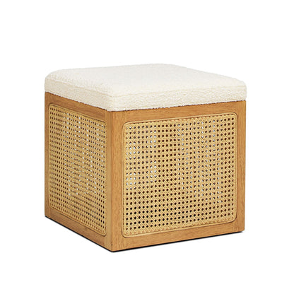 Nina - Elegant Design Cane Webbing Cube Ottoman