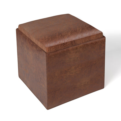 Rockwood - Upholstered Cube Storage Ottoman With Tray