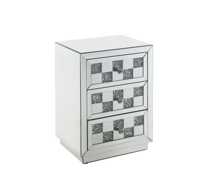 Noralie - Mirrored Faux Diamonds Accent Table - Silver